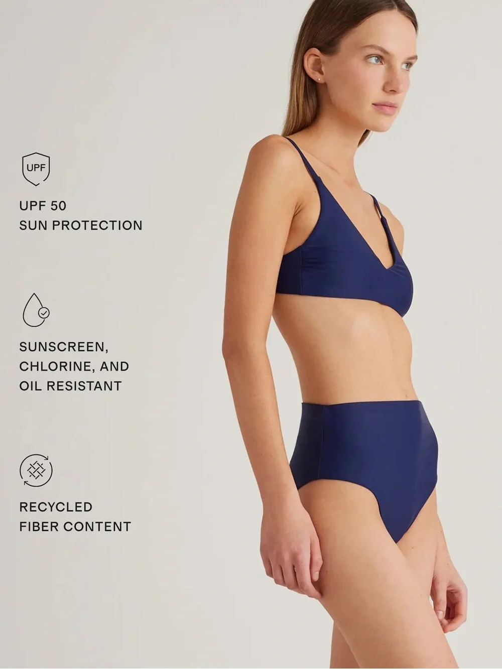 Quince Italian V-Neck Bikini Top M Medium NWT